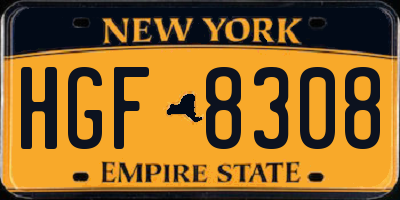 NY license plate HGF8308