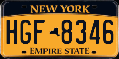 NY license plate HGF8346