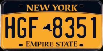 NY license plate HGF8351