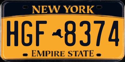 NY license plate HGF8374