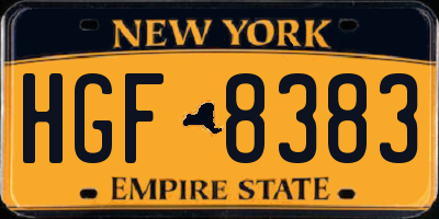 NY license plate HGF8383