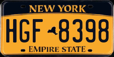 NY license plate HGF8398