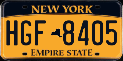 NY license plate HGF8405