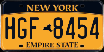 NY license plate HGF8454