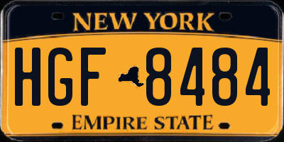 NY license plate HGF8484