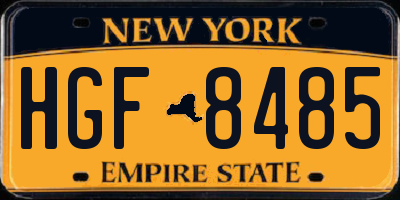 NY license plate HGF8485