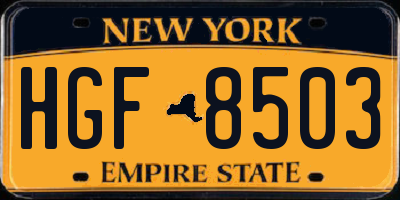 NY license plate HGF8503