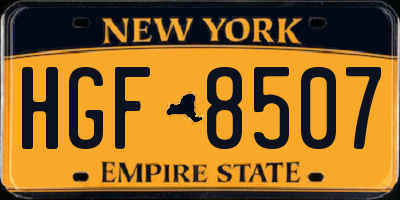 NY license plate HGF8507