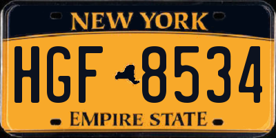 NY license plate HGF8534