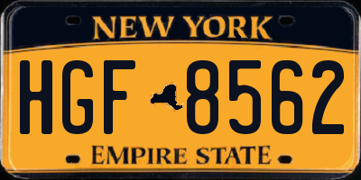 NY license plate HGF8562