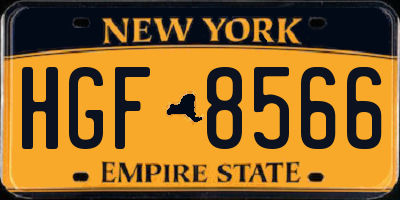 NY license plate HGF8566
