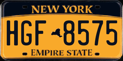 NY license plate HGF8575