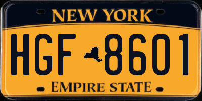 NY license plate HGF8601
