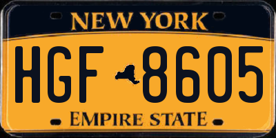 NY license plate HGF8605