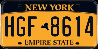 NY license plate HGF8614