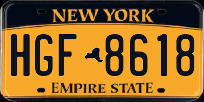 NY license plate HGF8618