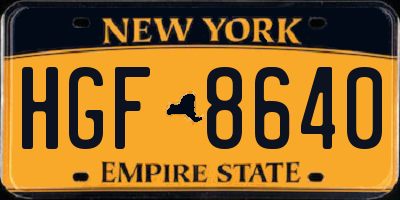 NY license plate HGF8640