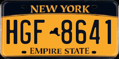 NY license plate HGF8641