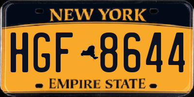 NY license plate HGF8644