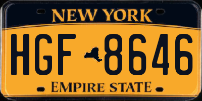 NY license plate HGF8646