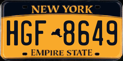NY license plate HGF8649