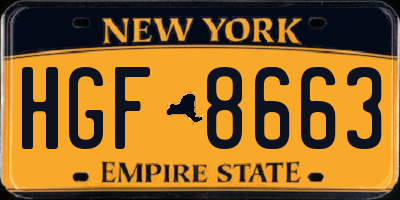 NY license plate HGF8663