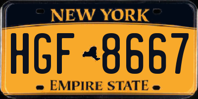 NY license plate HGF8667