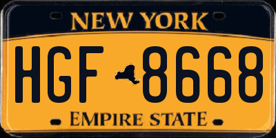 NY license plate HGF8668