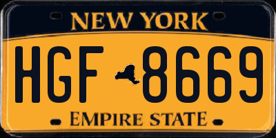 NY license plate HGF8669