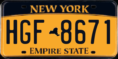 NY license plate HGF8671