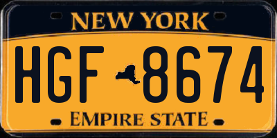 NY license plate HGF8674