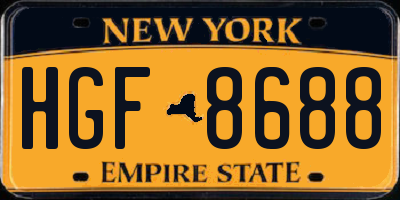 NY license plate HGF8688
