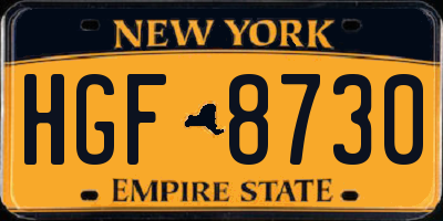 NY license plate HGF8730