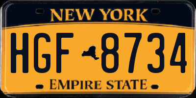 NY license plate HGF8734
