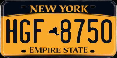 NY license plate HGF8750