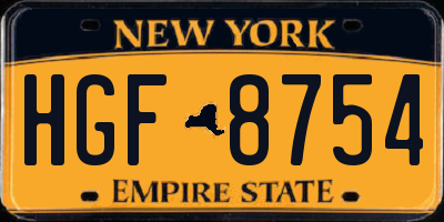 NY license plate HGF8754
