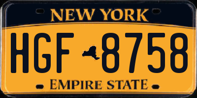 NY license plate HGF8758