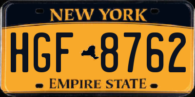 NY license plate HGF8762