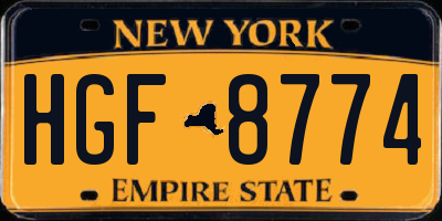 NY license plate HGF8774