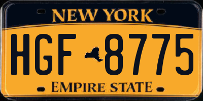 NY license plate HGF8775