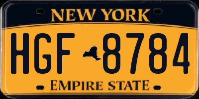 NY license plate HGF8784