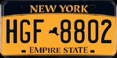 NY license plate HGF8802