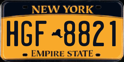 NY license plate HGF8821