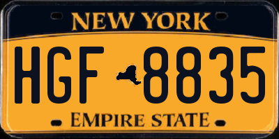 NY license plate HGF8835