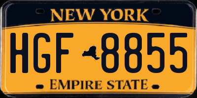 NY license plate HGF8855