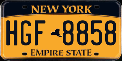 NY license plate HGF8858
