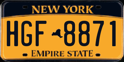 NY license plate HGF8871