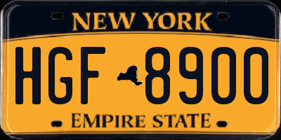 NY license plate HGF8900