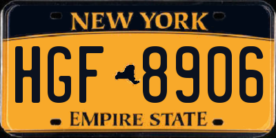 NY license plate HGF8906