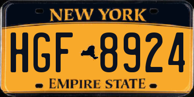 NY license plate HGF8924